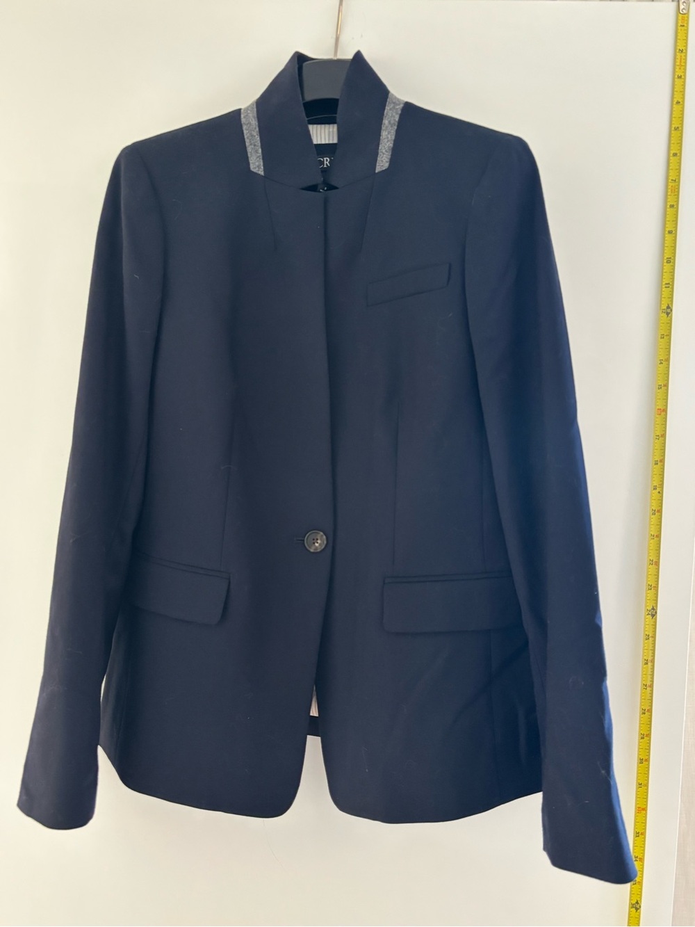 J. Crew Women’s Regent Single-Button Navy Blazer. Stand up collar. Wool blend. - Picture 3 of 4
